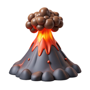 stunning traditional Cartoon Volcano 3D Render high resolution png