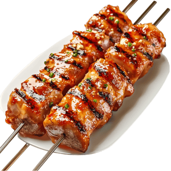 Grilled meat skewers with seasoning look and juicy png