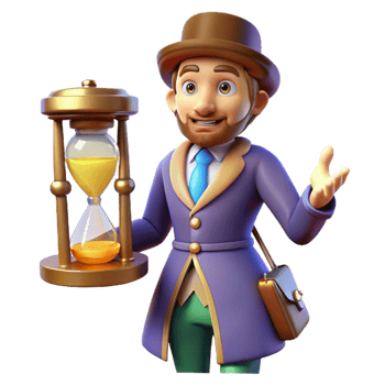 extraordinary artistic 3D Illustration Gentleman with Hourglass exclusive png