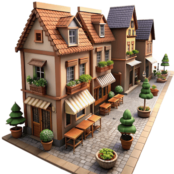 3D Cartoon Village Street Illustration png