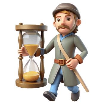 stunning rustic 3D Cartoon Traveler with Hourglass high resolution png