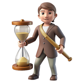 stunning creative 3D Cartoon Boy with Hourglass Time Management Illustration authentic png