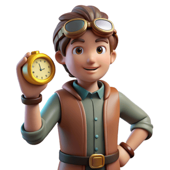wonderful minimalist 3D Cartoon Boy with Pocket Watch Illustration professional png
