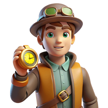 vibrant creative 3D Cartoon Boy Adventurer with Pocket Watch genuine png