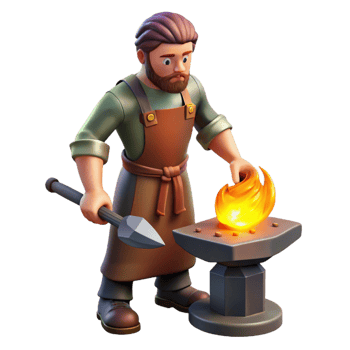vibrant modern Blacksmith 3D IllustrationCrafting Metal high resolution png