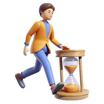 serene modern 3D Illustration Running Man and Hourglass original png