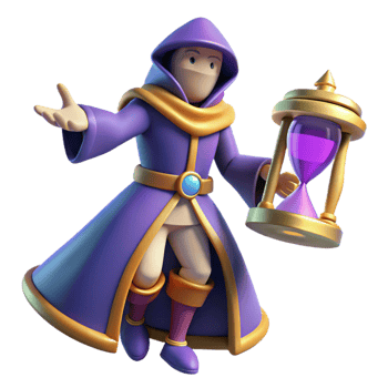 magnificent traditional 3D Cartoon Wizard with Hourglass high resolution png