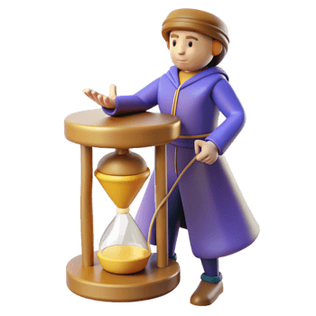 serene artistic 3D Illustration Timekeeper and Hourglass 4K png