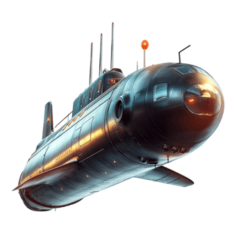 submarine with a streamlined design looks powerful and futuristic png