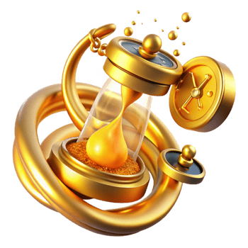 serene classic Golden Hourglass 3D Render original png