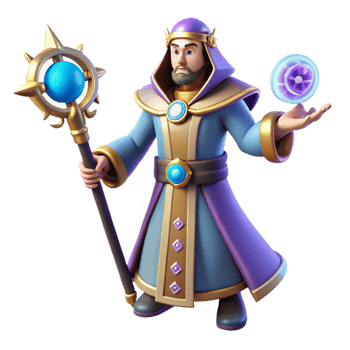 vibrant vintage Wise Wizard 3D Render premium png