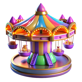 elegant minimalist Colorful 3D Carousel Illustration original png