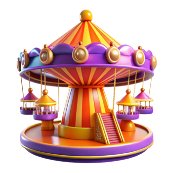 magnificent rustic Whimsical 3D Carousel Illustration authentic png