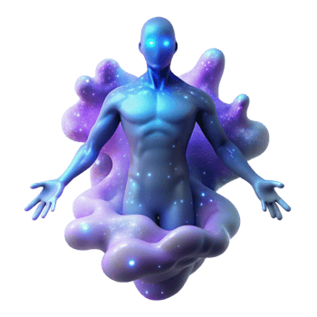 beautiful contemporary Cosmic Being 3D Render high quality png