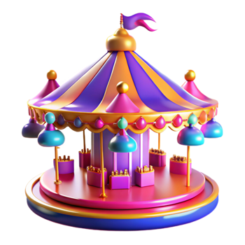 impressive minimalist Colorful Carousel 3D Render authentic png