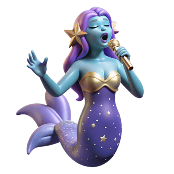 beautiful classic Singing Mermaid 3D Illustration detailed png