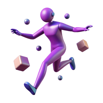 wonderful modern 3D Render Purple Figure in Motion detailed png