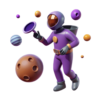 magnificent classic Purple Astronaut 3D Render professional png