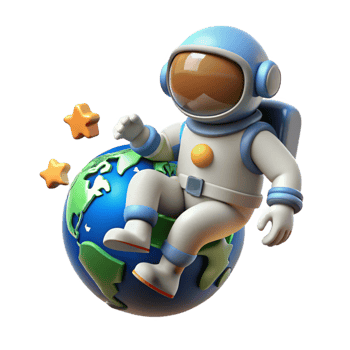 stunning artistic Cartoon Astronaut on Earth 3D Render original png