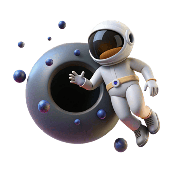 serene artistic 3D Cartoon Astronaut in Space high quality png