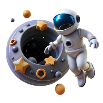 wonderful vintage 3D Cartoon Astronaut in Space original png