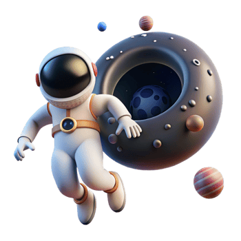beautiful vintage 3D Astronaut in Space Illustration detailed png