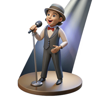 3D Singer Illustration Stage Performance png
