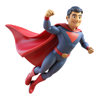 serene artistic Flying Superhero 3D Render genuine png