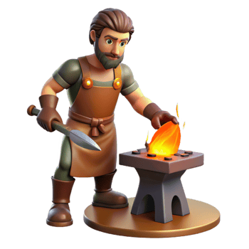 stunning artistic 3D Illustration Blacksmith Working Anvil original png