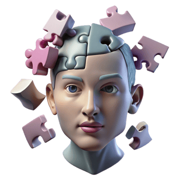 wonderful vintage 3D Puzzle Head Illustration high quality png