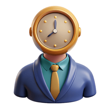 3D Clock Head Businessman Illustration png