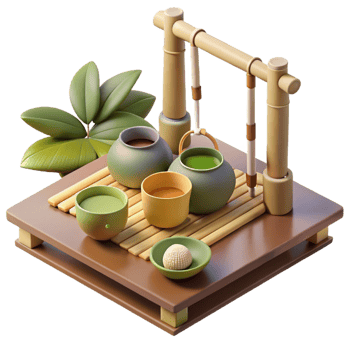 3D Illustration Tea Ceremony Setup png