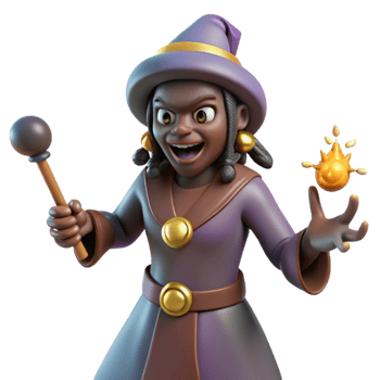 vibrant contemporary 3D Render of a Young Black Witch exclusive png