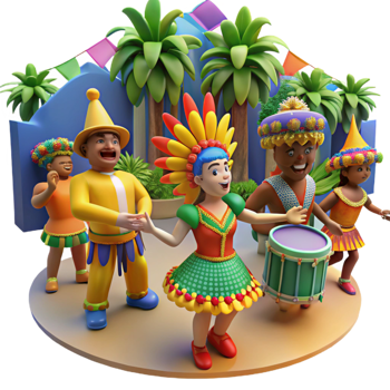 3D Illustration Festive Brazilian Dancers png