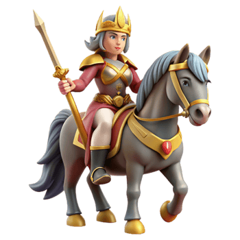 magnificent vintage 3D Illustration Queen on Horseback premium png