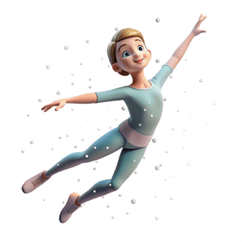 3D Illustration of a Ballerina Leaping png