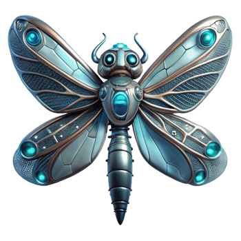 stunning vintage Cybernetic Butterfly 3D Render detailed png