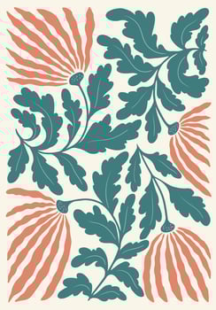 Trendy botanical wall arts with floral design in bright colors. vector