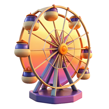 Sunset Ferris Wheel 3D Render png