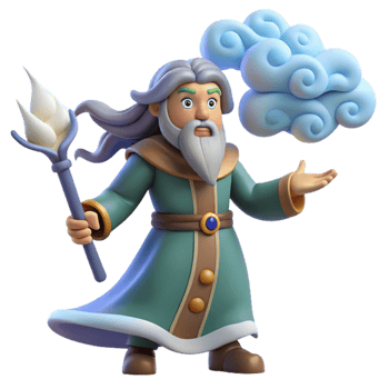 serene abstract Wizard 3D Render, Fantasy Sage Illustration genuine png