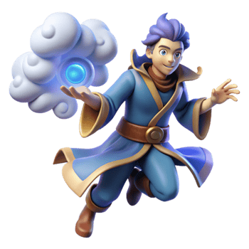 wonderful modern 3D Render Young Wizard Flying 4K png