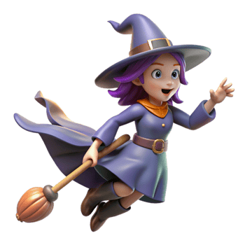 extraordinary modern Flying Witch 3D Render premium png