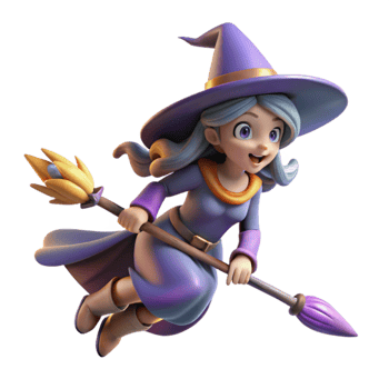 serene classic Flying Witch 3D Render exclusive png