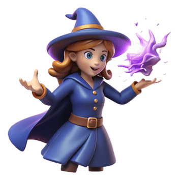 extraordinary artistic Cute 3D Witch Cartoon Illustration original png