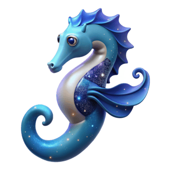 dramatic creative Cosmic Seahorse 3D Illustration authentic png