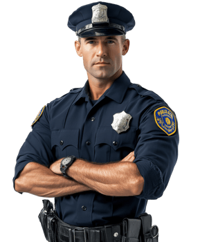 Urban police officer portrait serious law enforcement theme png