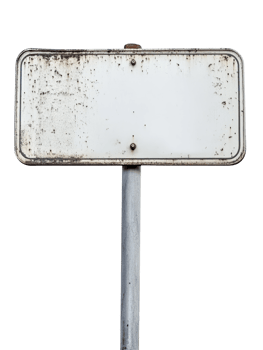 Blank weathered sign post in urban environment outdoor perspective png