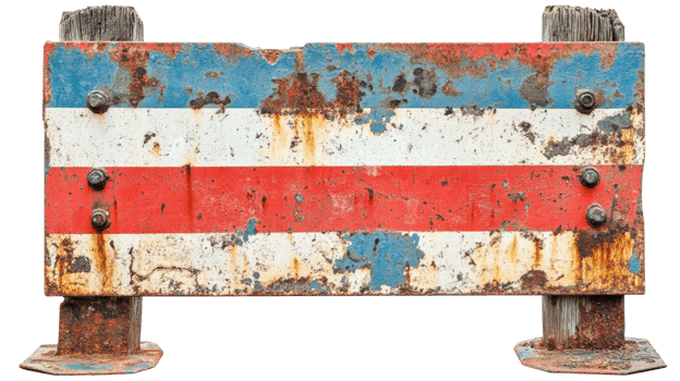 Rusty colorful sign structure urban setting png