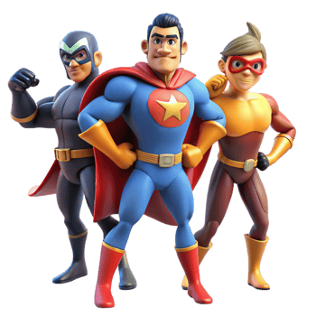 vibrant contemporary Superhero Team 3D Illustration exclusive png