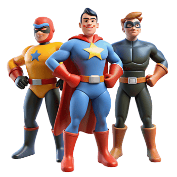 magnificent classic 3D Cartoon Superheroes Illustration original png